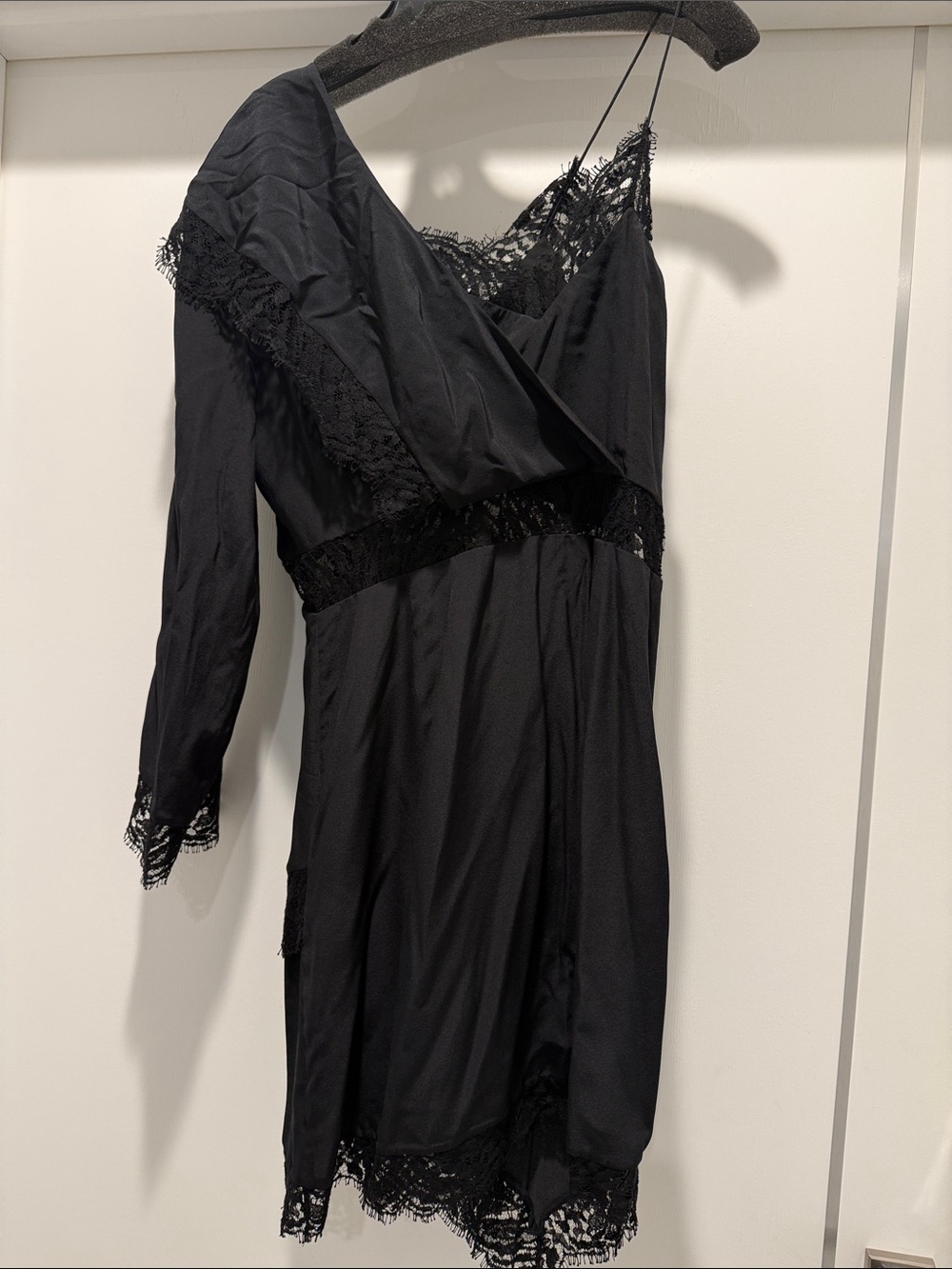 IRO Black Lace-Trim Mini Dress